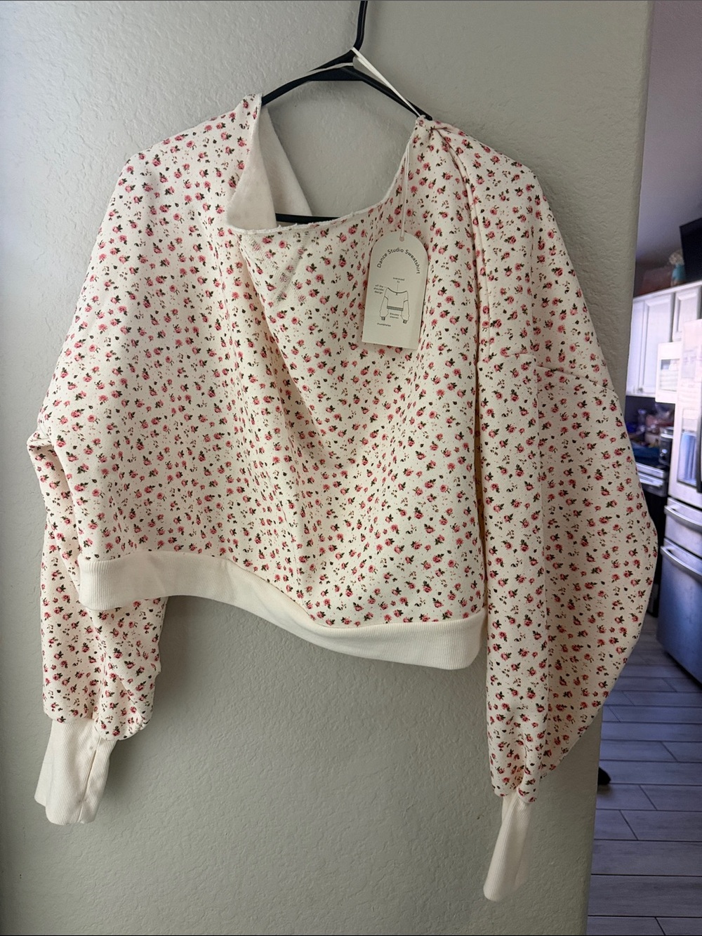 Dance Studio Sweatshirt - Cream with Pink Floral Print